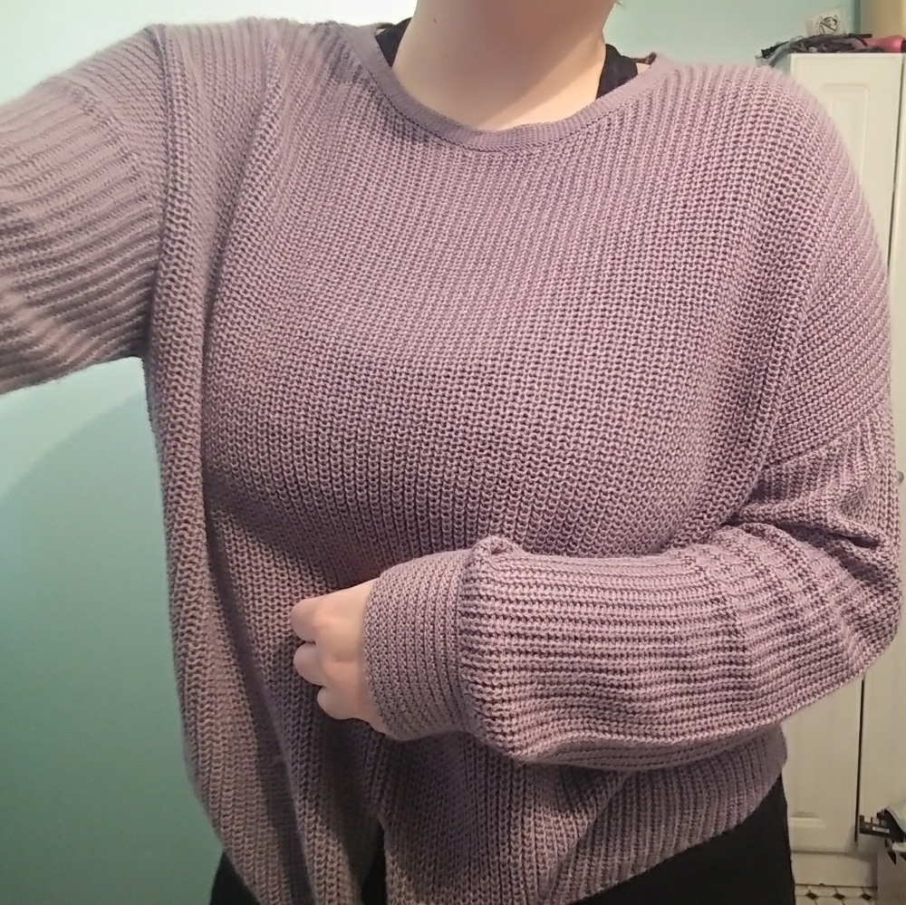 Lavender Tie-Front Sweater